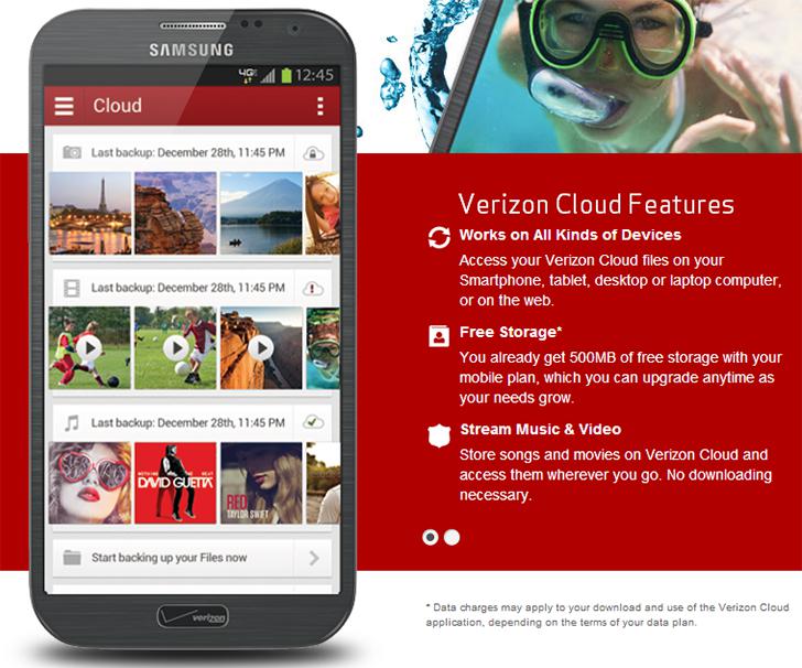 Verizon Cloud's screenshots