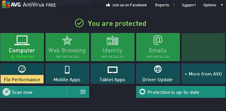 AVG AntiVirus FREE's screenshots